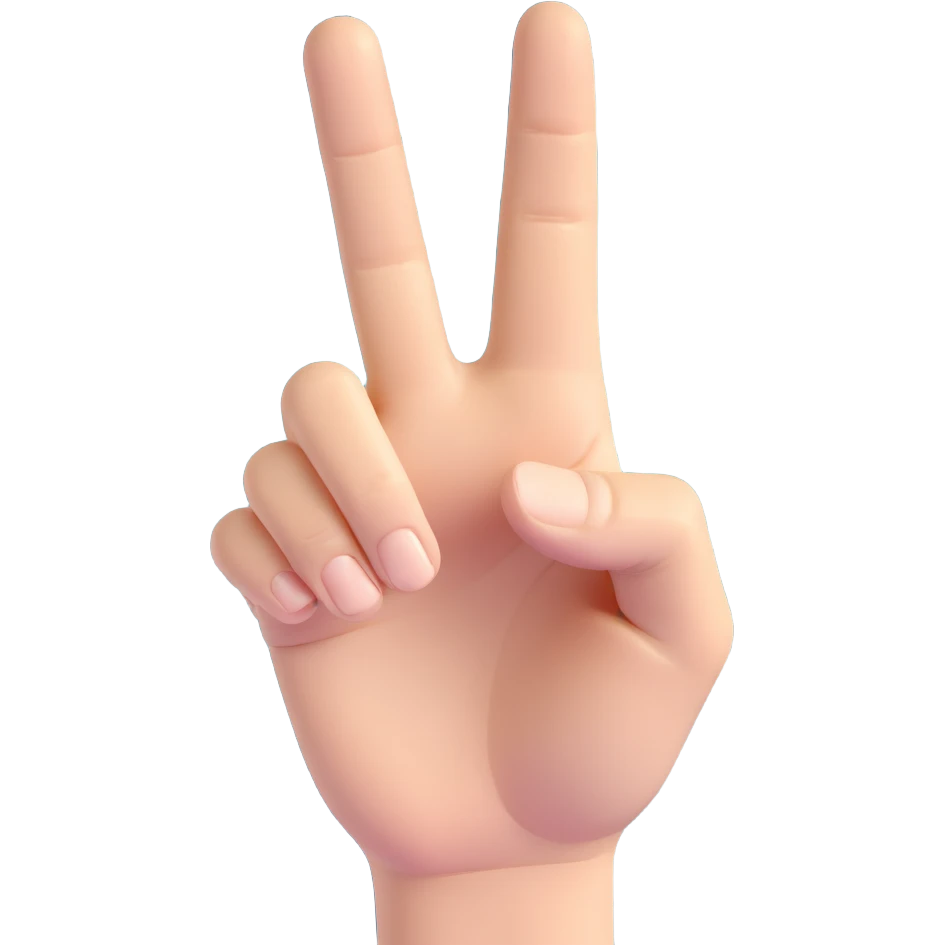 back of a hand visible, only ring finger and index finger raised, middle finger bent, thumb and pinky not visible, neutral color, clear gesture emoji