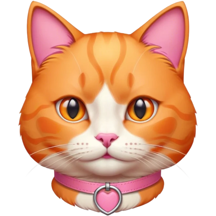 Orange cat face with pink collar emoji