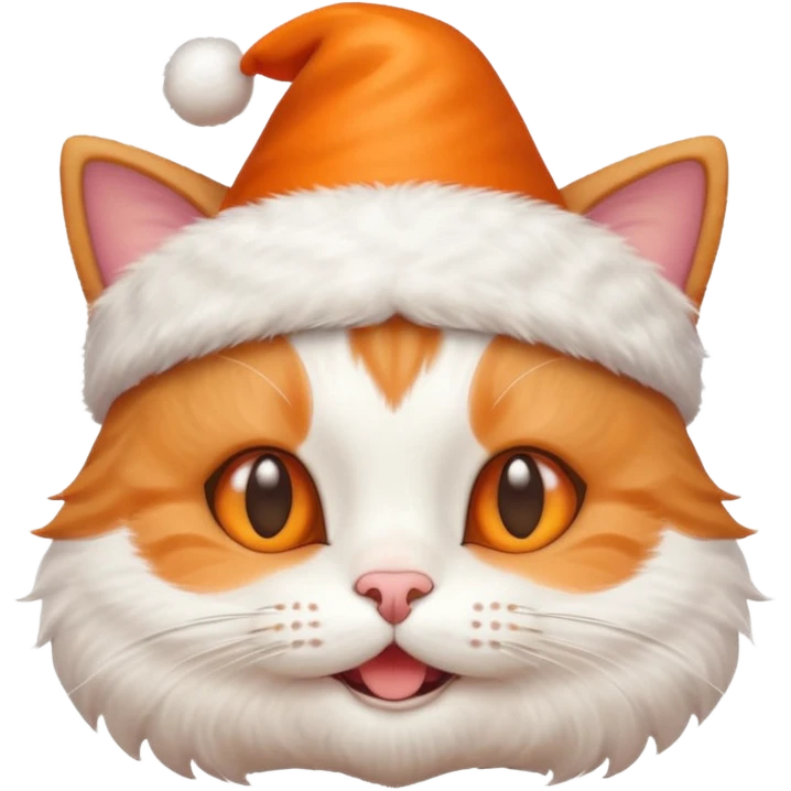 Create cute cat face wearing birthday cap and happy emoji