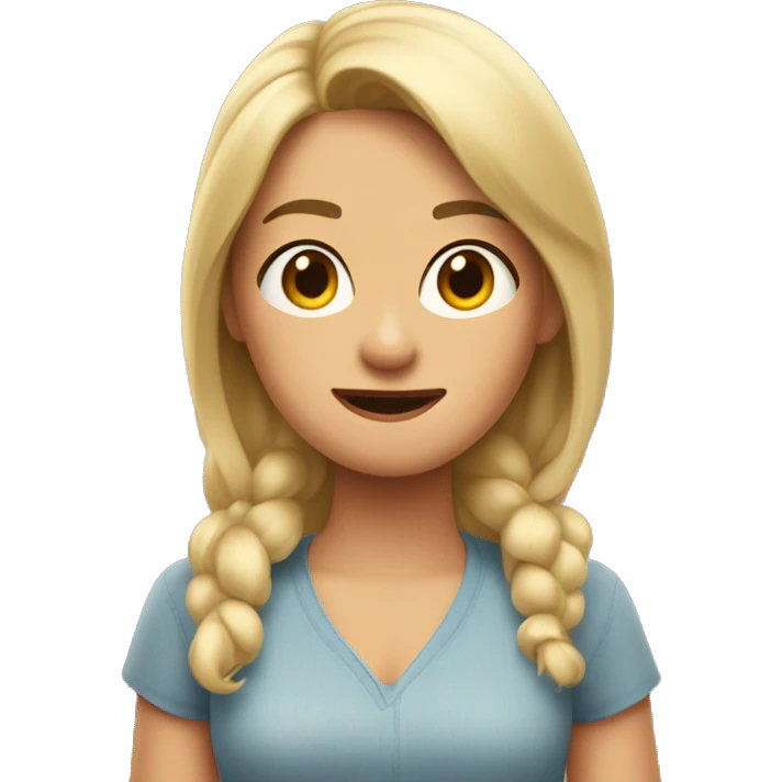 mujer rubia estilo pixar con un letrero que diga ¡Yo manifiesto! emoji
