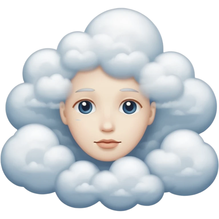 No mouth face in clouds emoji