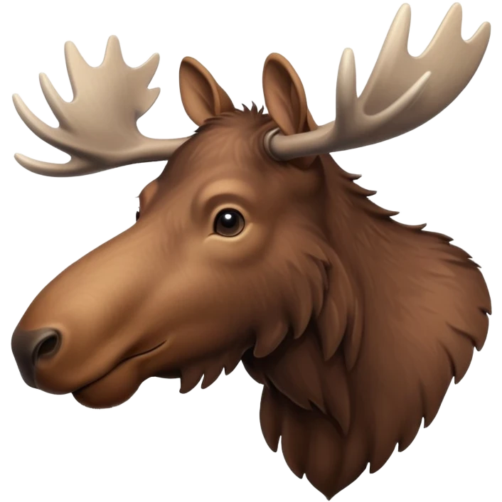A high-resolution digital illustration of a young moose in a clean, semi-realistic style. The young moose is shown facing sideways head tilted  emoji