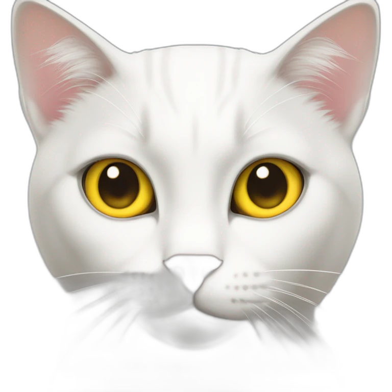 White cat with grey on top of head and yellow eyes emoji
