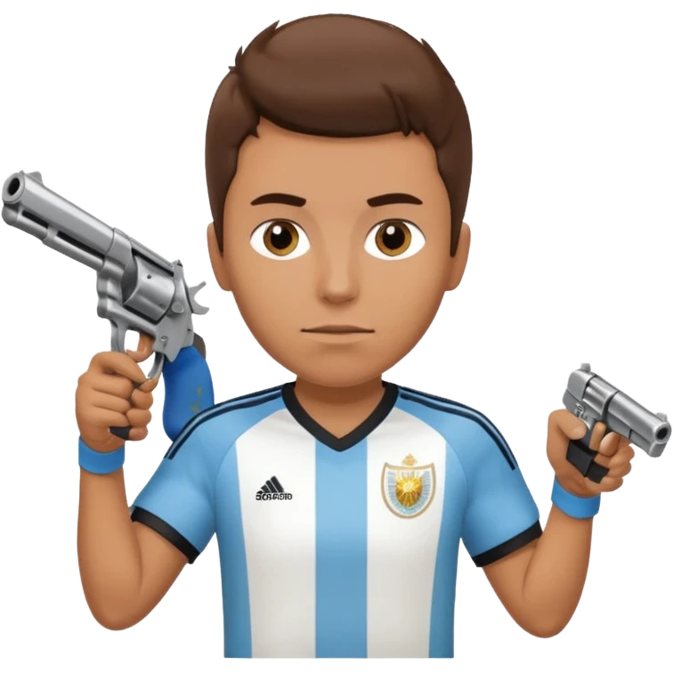 haz un turro con una biszera para atras y con un arma remera argentina pero arma de fuego que tenga un revolver  solo emoji