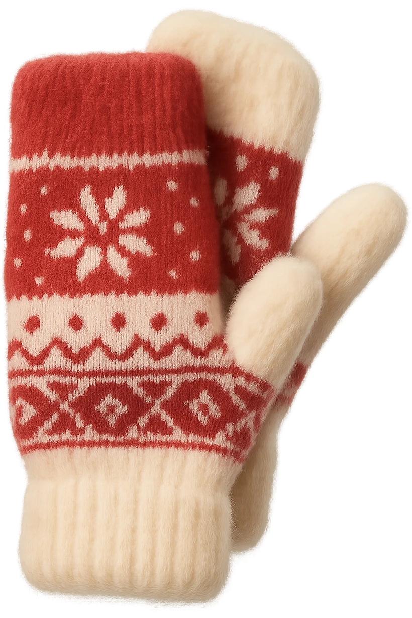 christmas wool mittens, soft and fluffy ,remove background emoji