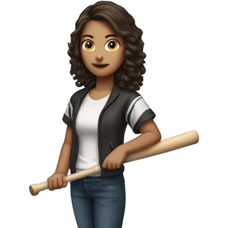 Brunette girl with baseball bat emoji