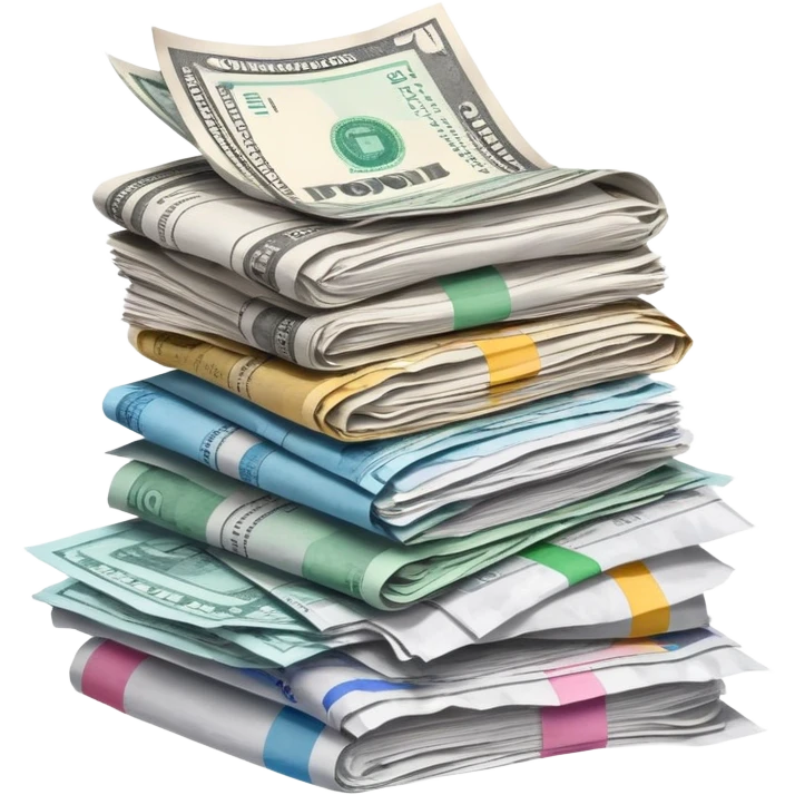 Stack of bills and receipts, representing expenses emoji