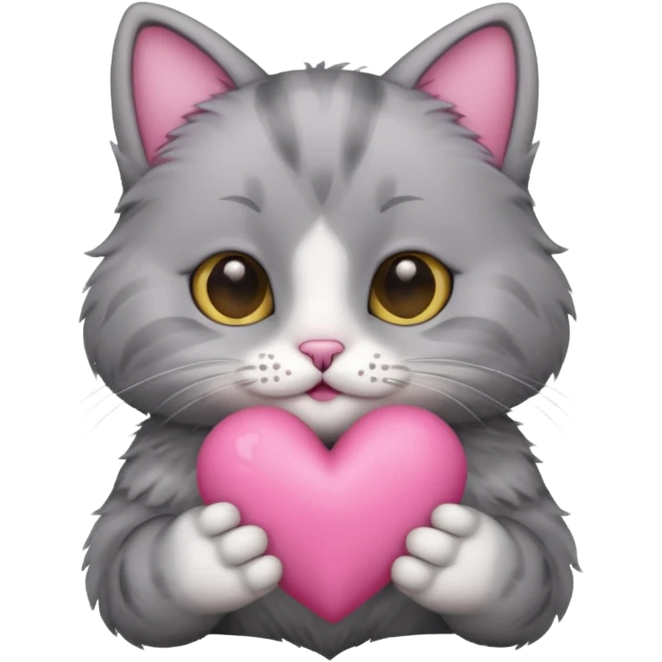 cat holding pink heart emoji