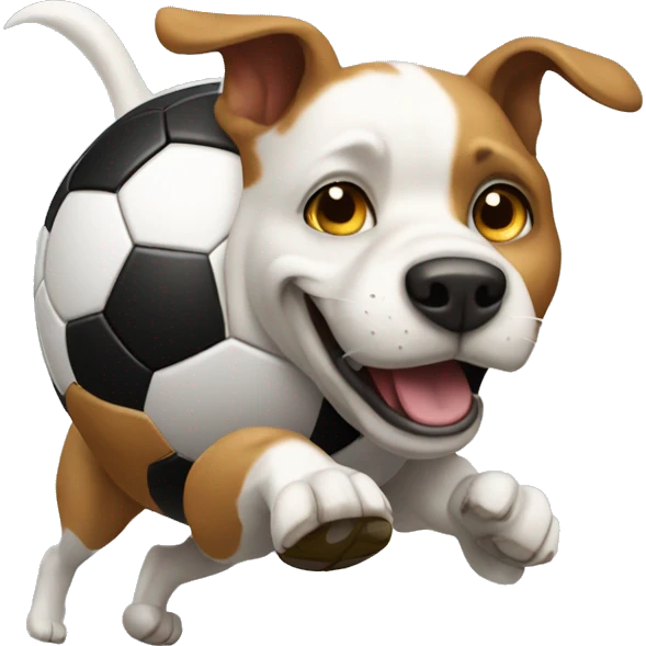 Dog chasing a soccer ball emoji