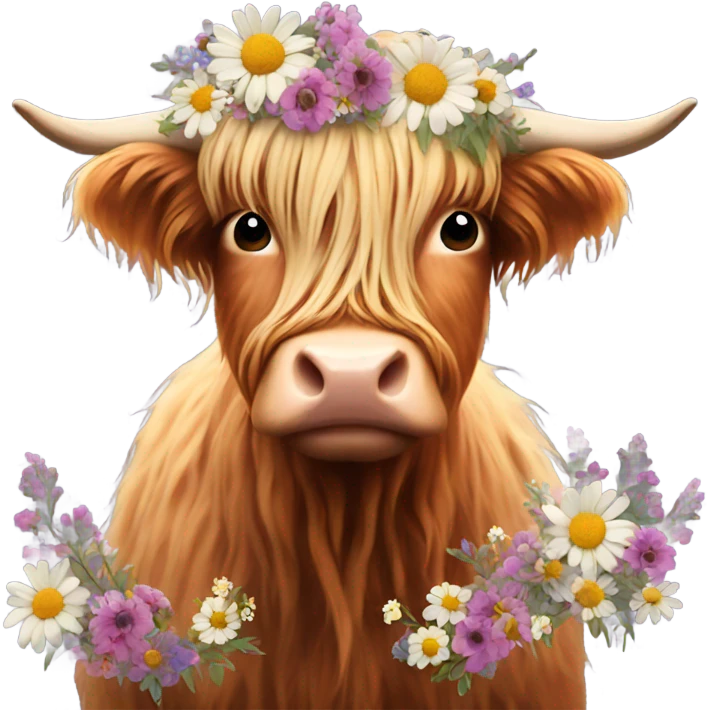 Highland cow covered in flowers  emoji