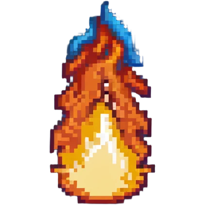 left fire end cap, flame tip pointing left, orange and yellow emoji