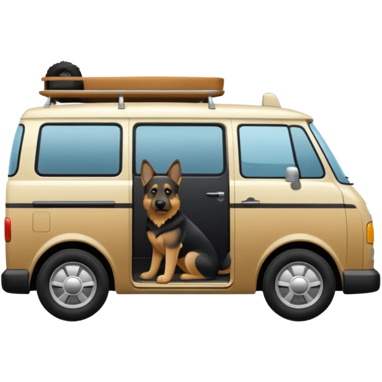 Van with German shephard emoji