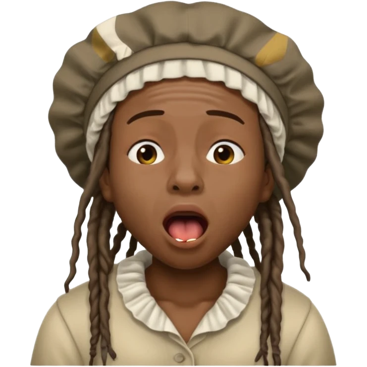 Make a African American with dreads and a bonet yawning emoji