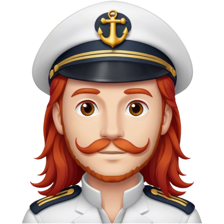 a male boat captain with long red hair no facial hair emoji