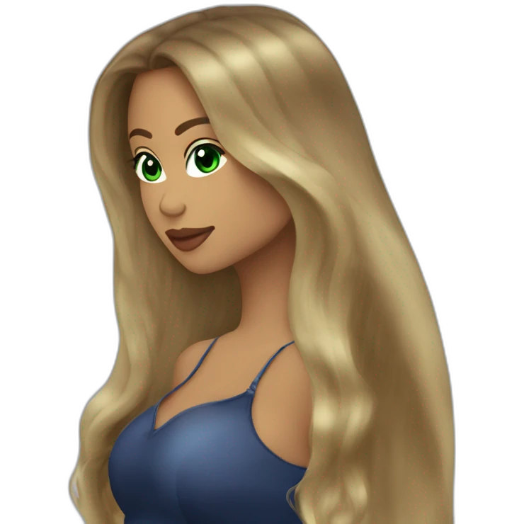 Romeo santos kiss-kiss girl green eyes and very long dark blond hair emoji