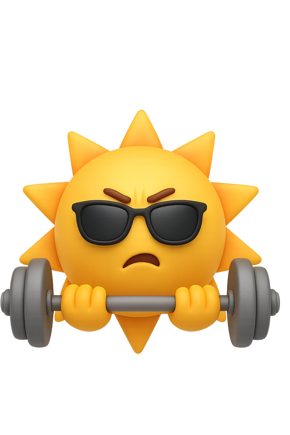 emoji stile iphone 3d di un sole che si allena con i pesi emoji