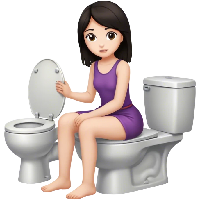 Girl with dark hair on toilet emoji