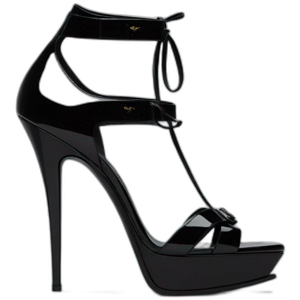 YSL TRIBUTE heel SANDAL black PATENT LEATHER emoji