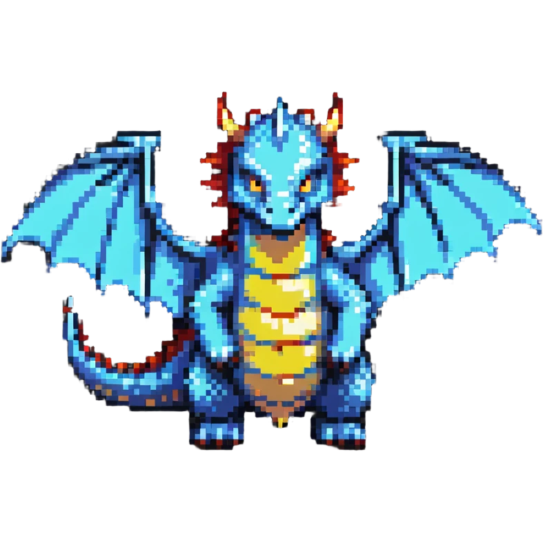 pixel art fierce dragon with comically small wings emoji