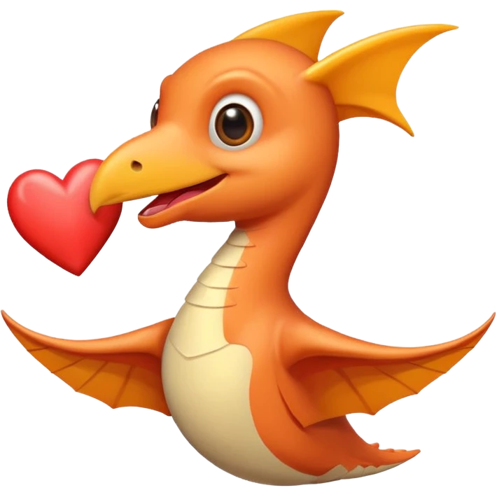 Cute Pterodactylus with love heart emoji