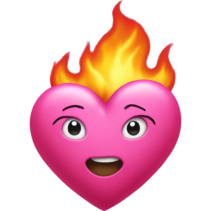 Pink heart burning with a pink fire emoji