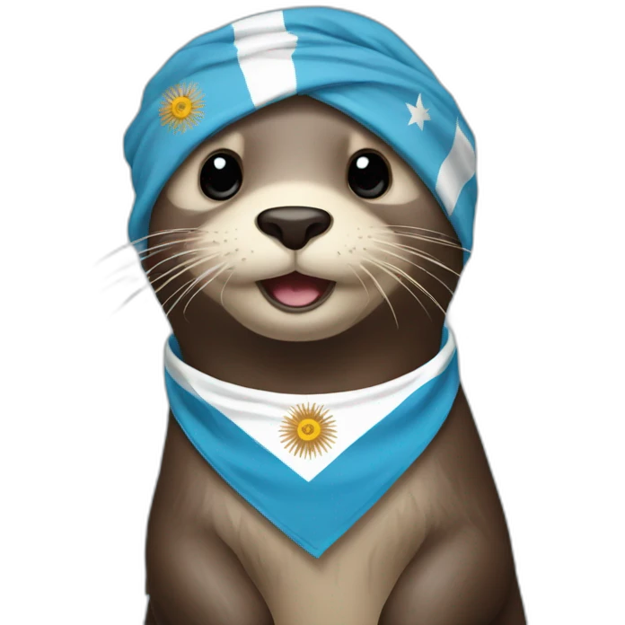 otter with a bandana of the flag of Argentina emoji