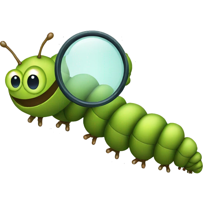 caterpillar with magnifying glass emoji