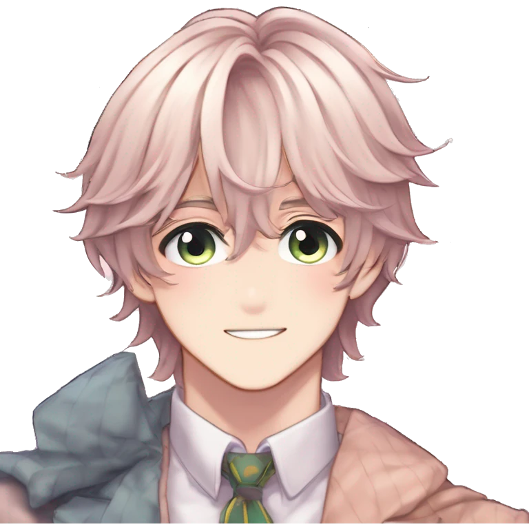 Gorgeous romantic hot attractive anime style modern gentlemanly anime shojo guy with long pretty lustrous hair and colorful eyes and blushing face aesthetic trending style  pastelcore cottagecore kawaiicore emoji