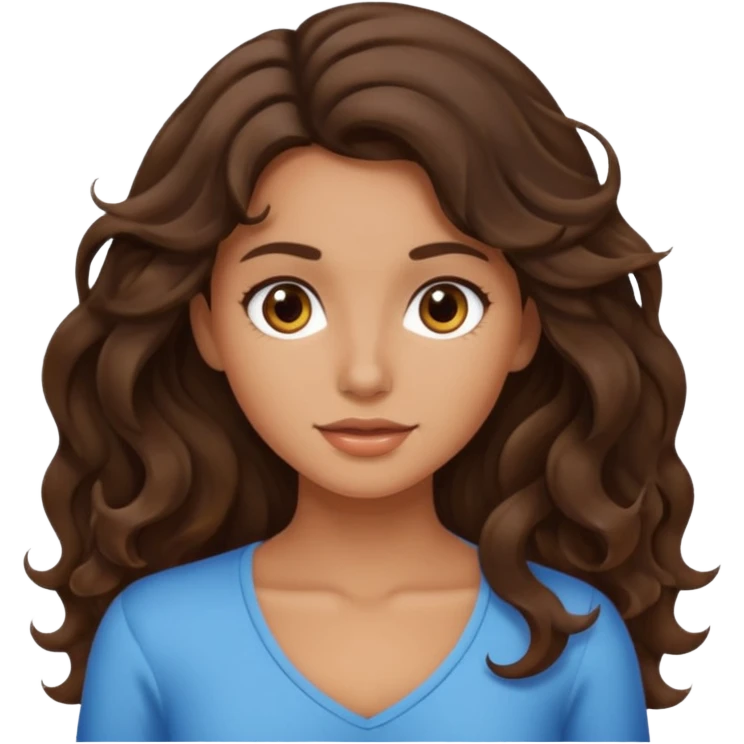 Brunette girl wavy  nothing underneath emoji