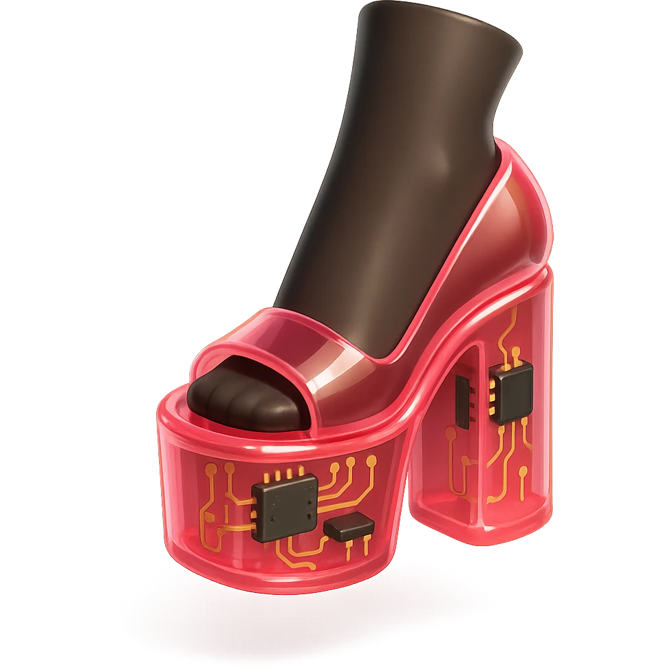 pink platform heel with leg in stockings emoji