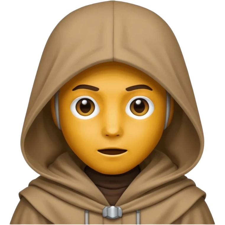 Jedi wearing hood emoji eyes covered by hood emoji
