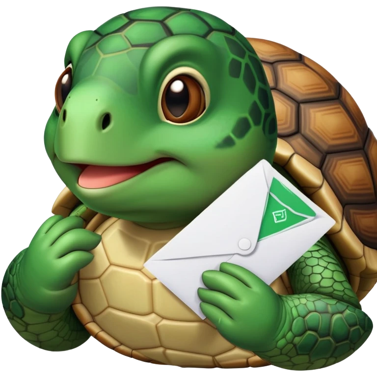 A turtle with a letter in its teeth emoji
