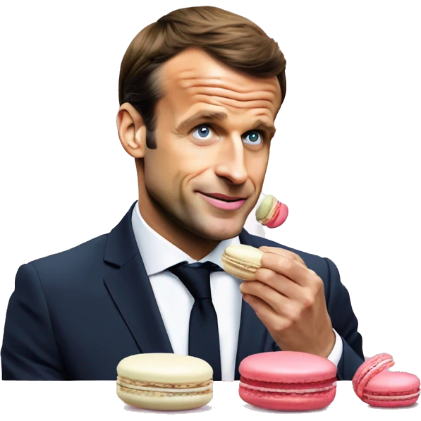 Emmanuel Macron qui mange un macaron  emoji