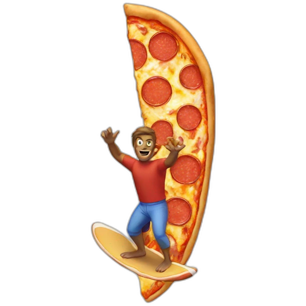 guy surfing a pizza emoji