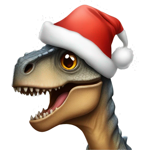 Dinosaur with a Santa Claus hat emoji