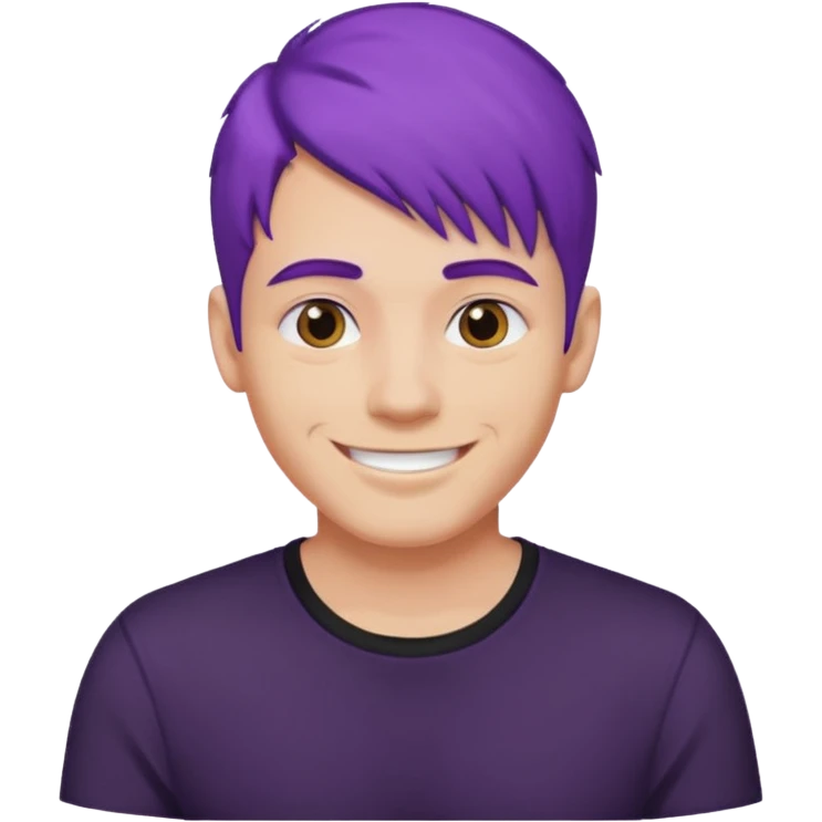 man with purple hair and black shirt emoji