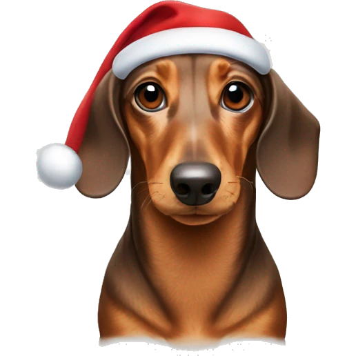 A dachshund in a Santa Claus hat emoji