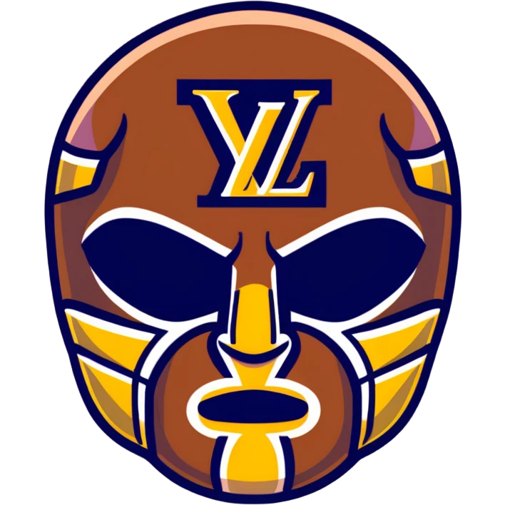 designer Louis Vuitton luchador mask with the iconic LV monogram pattern and damier print emoji
