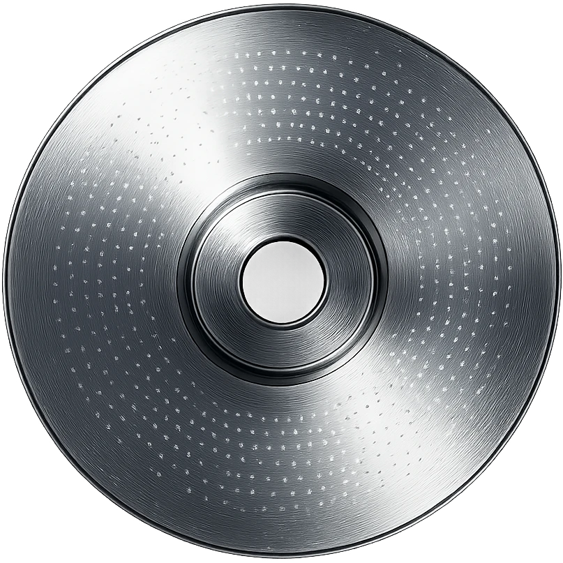 A minimalist CD disc with dot pattern, glowing effect, blue color. emoji
