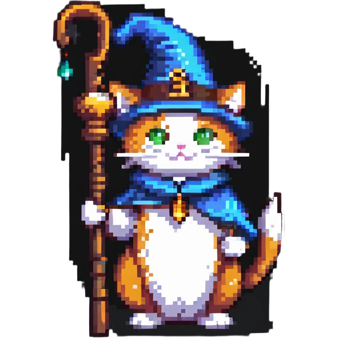 a very smart cat as a wizard emoji