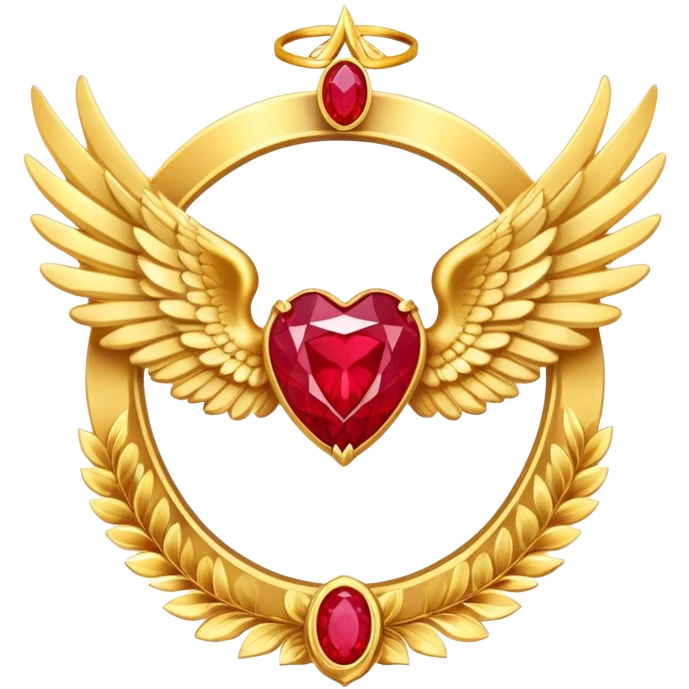 3st place award number in frame decorated with golden angel  wings and rubby stone emoji