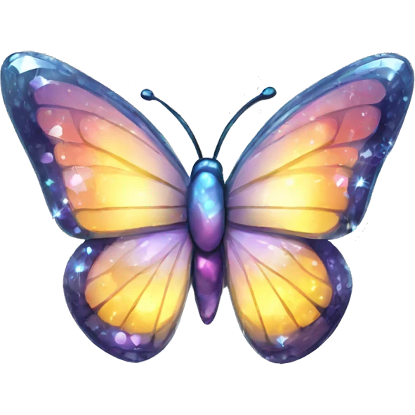 Shiny sparkly glass crystal butterfly emoji