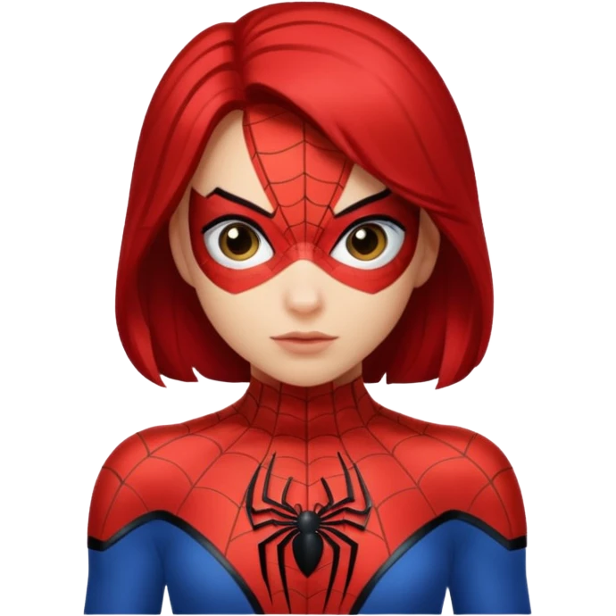 A girl wearing a Spider-Man costume emoji
