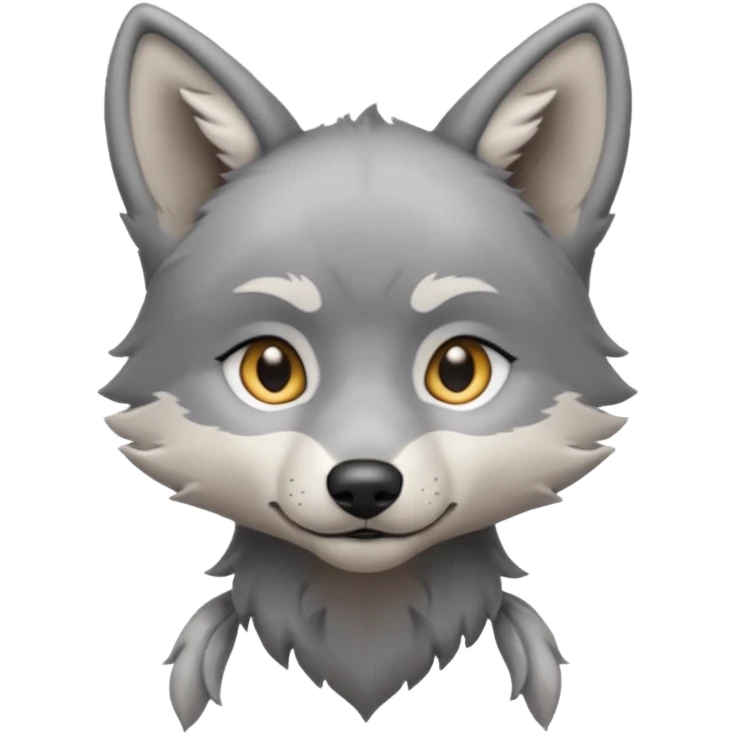 Wolf pup with soft fur and alert ears, half body emoji