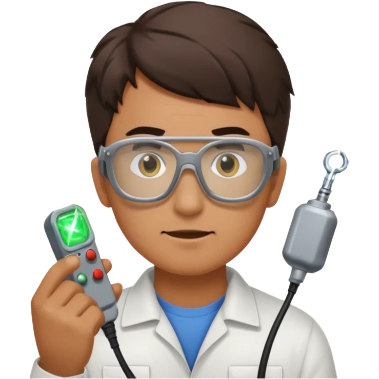 a man testing hardware electricity emoji