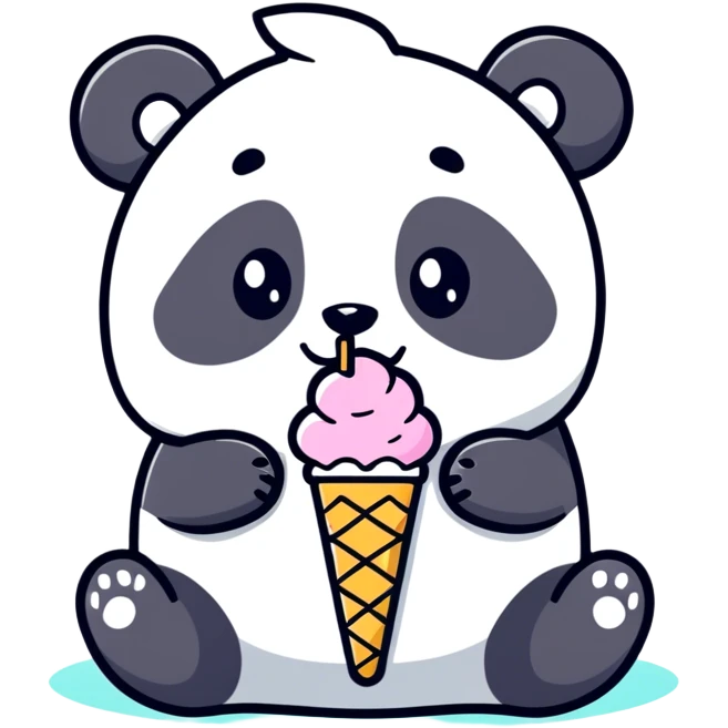 Panda eating ice cream emoji