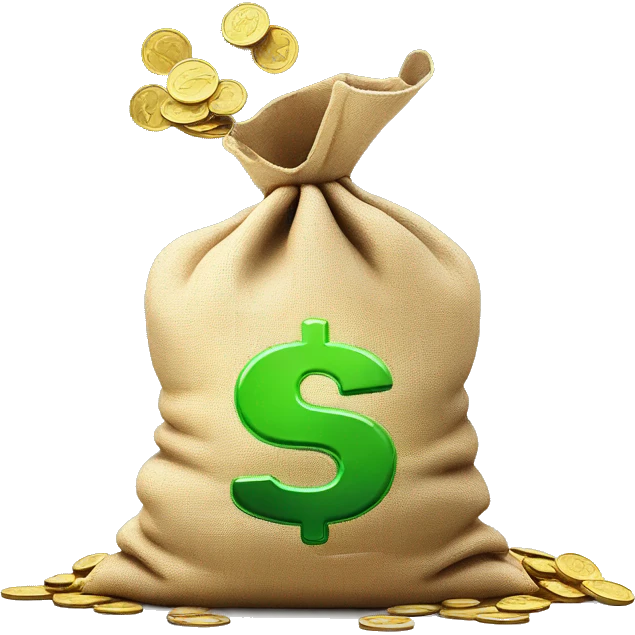 coins flowing out of money bag, no logo on sack emoji