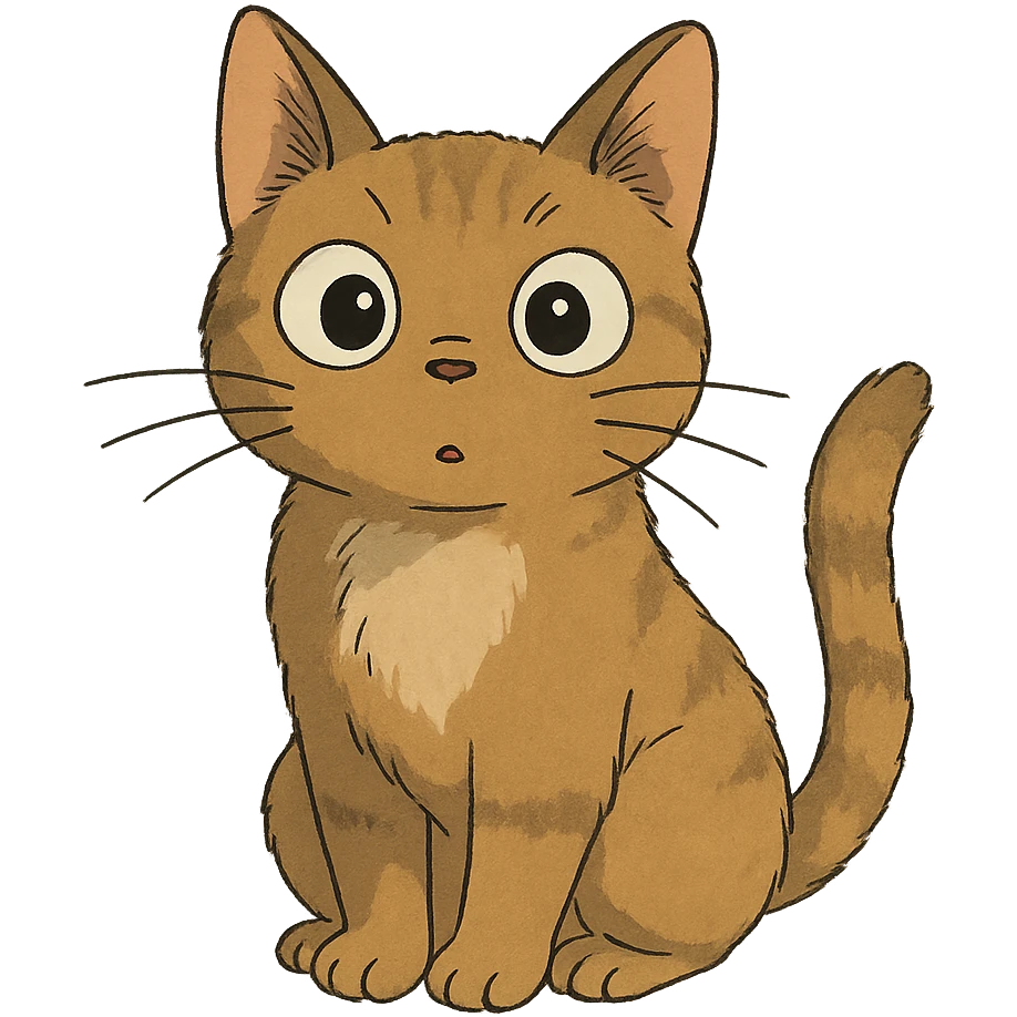 a curious cat with big eyes, Ghibli style emoji