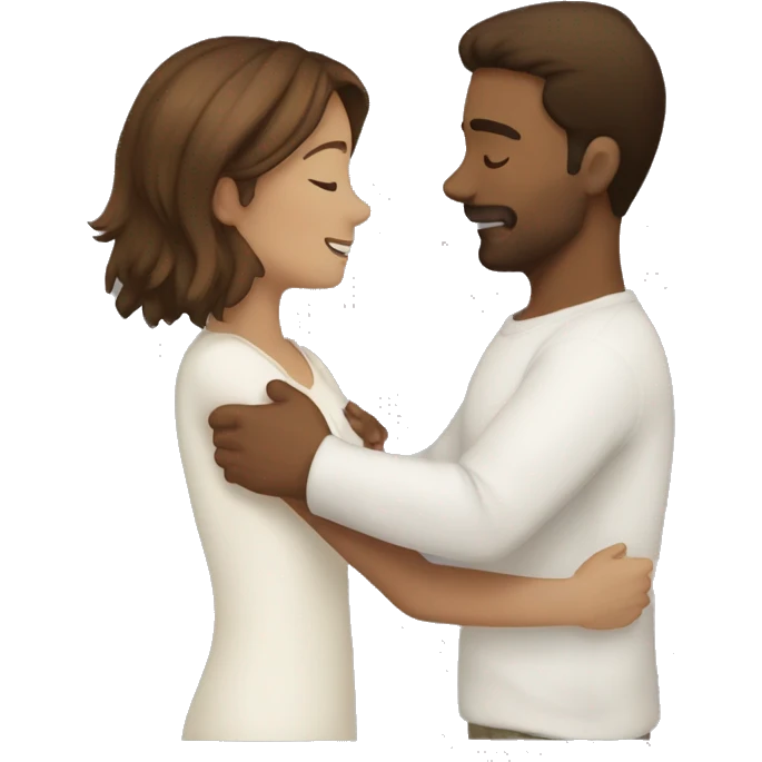 Hug white her and him Brown hair  emoji