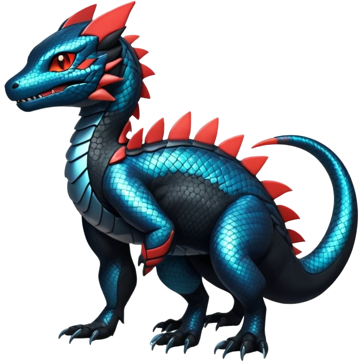 Modern Futuristic Iridescent Cyber-Salandit-Litten-Hybrid (Full body) emoji